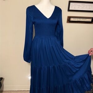 London Style Royal Blue Long Sleeve Dress